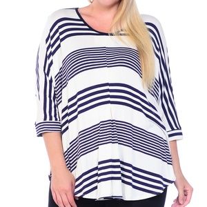 STRIPE SCOOP NECK TOP - PLUS